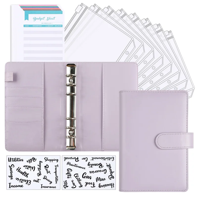 New Custom Money Cash Executive Diaries Planner Loose-leaf A6 Agenda Budget Binder With Zipper Envelopes
