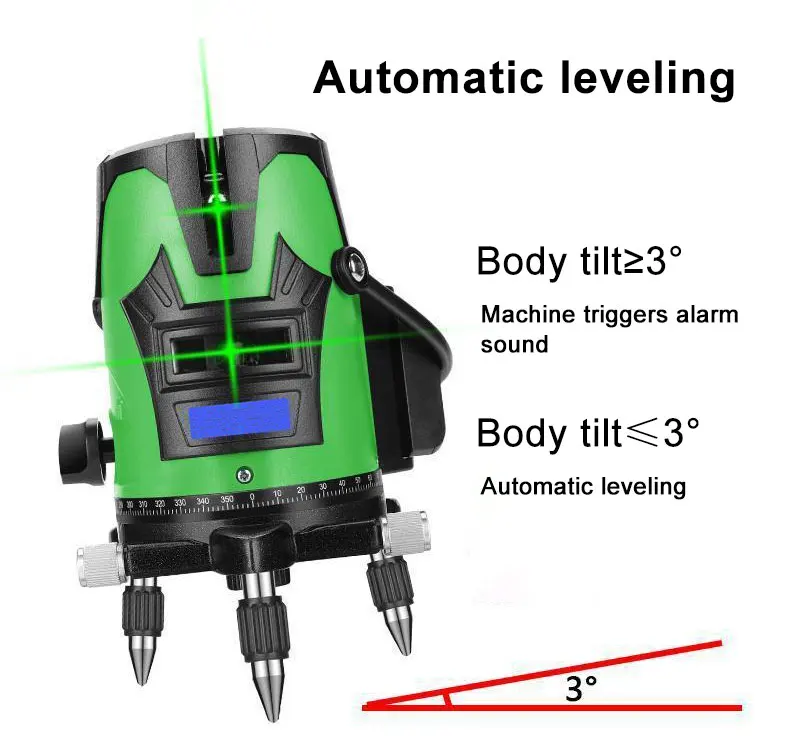 3 Lines Tripod Multipurpose Outdoor Laser Level Rotary with Spirit Scale Green