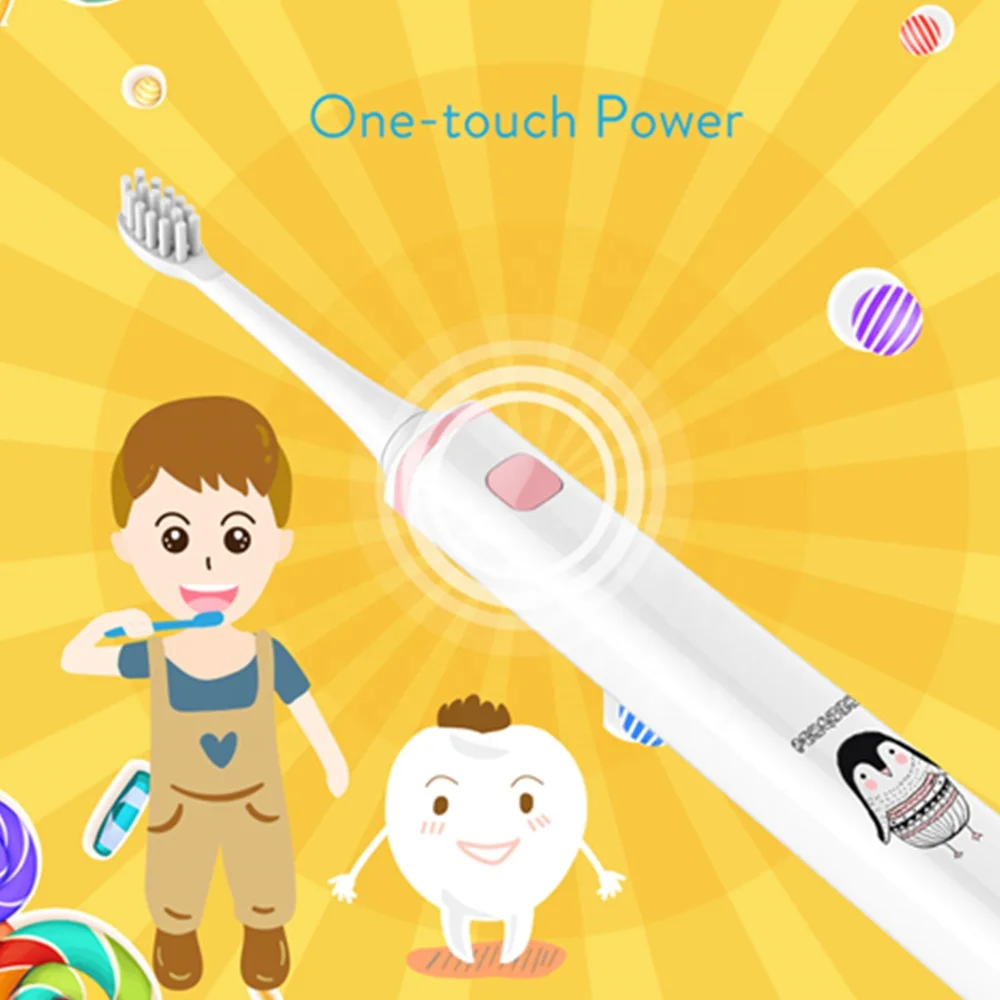 
Kids Powerful Ultrasonic Sonic Electric Toothbrush USB Charge Rechargeable Tooth Brushes Washable Electronic Whitening Teeth 