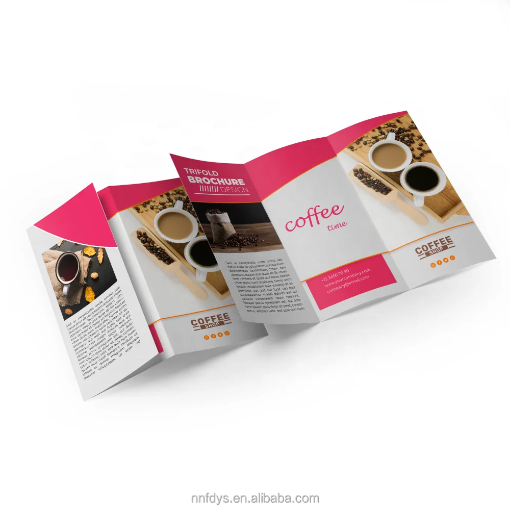 Customized Printed Waterproof Flyer Z-fold Brochure Instruction Manual Advertising Leaflet Takeout Menu Poster Printing