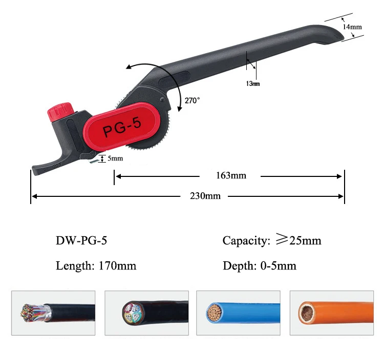 Fiber Optical Hands Tools PG-5 Cable Knife Ratchet Wire Cutter Stripper