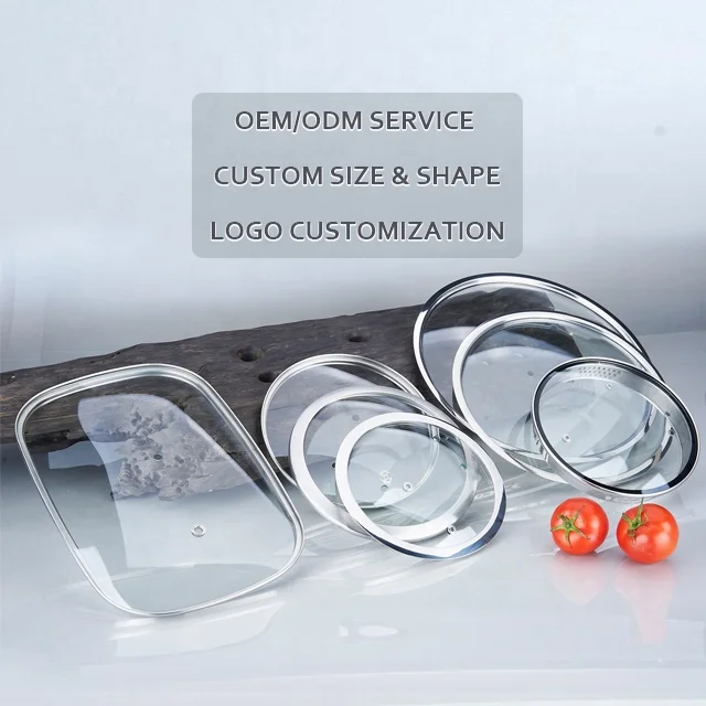 Electroplated Stainless Steel Ring glass pot cover Golden PVD Tempered Glass Lids Cookware Glass lids for Pots and Pans