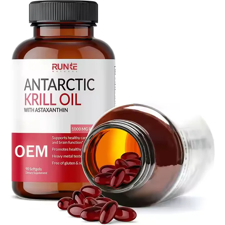 OEM Manufacturer Supply Natural Antioxidant Krill Oil Krill Oil Capsules, Astaxanthin Omega-3 Krill Oil Softgels