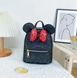 Mickey Mouse Ear Girls Cute Backpack Bag Kindergarten Bowknot Shinny School Bag Little Kids Lovely Book Bag