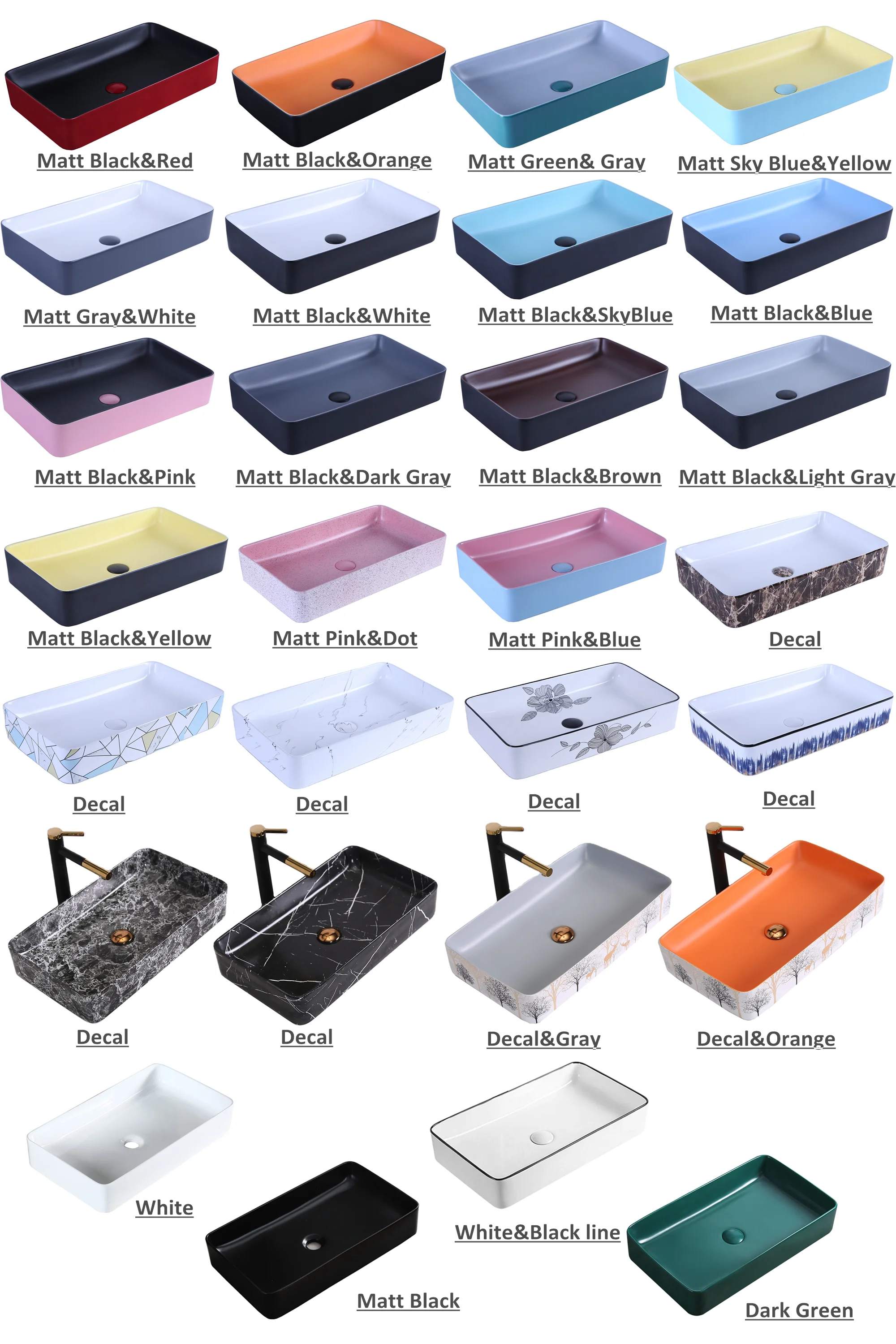 
Matt Color rectangular Ceramic lavabo art luxury bathroom sinks wash basin Price 