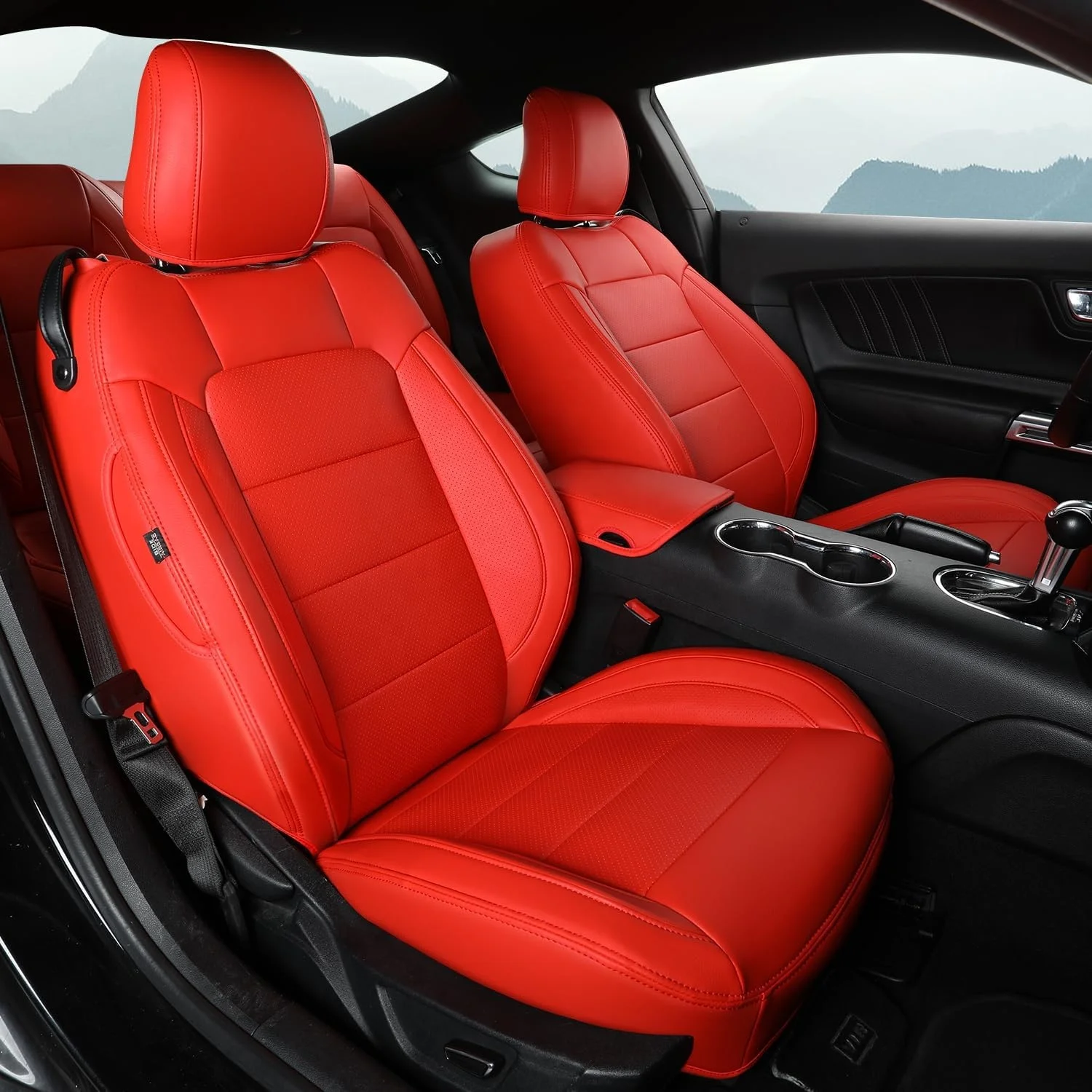 Customized Car Seat Covers Leather Car Accessories Waterproof Car Seat Protector 2015-2024 Full Set Luxury for Ford Mustang 9pcs