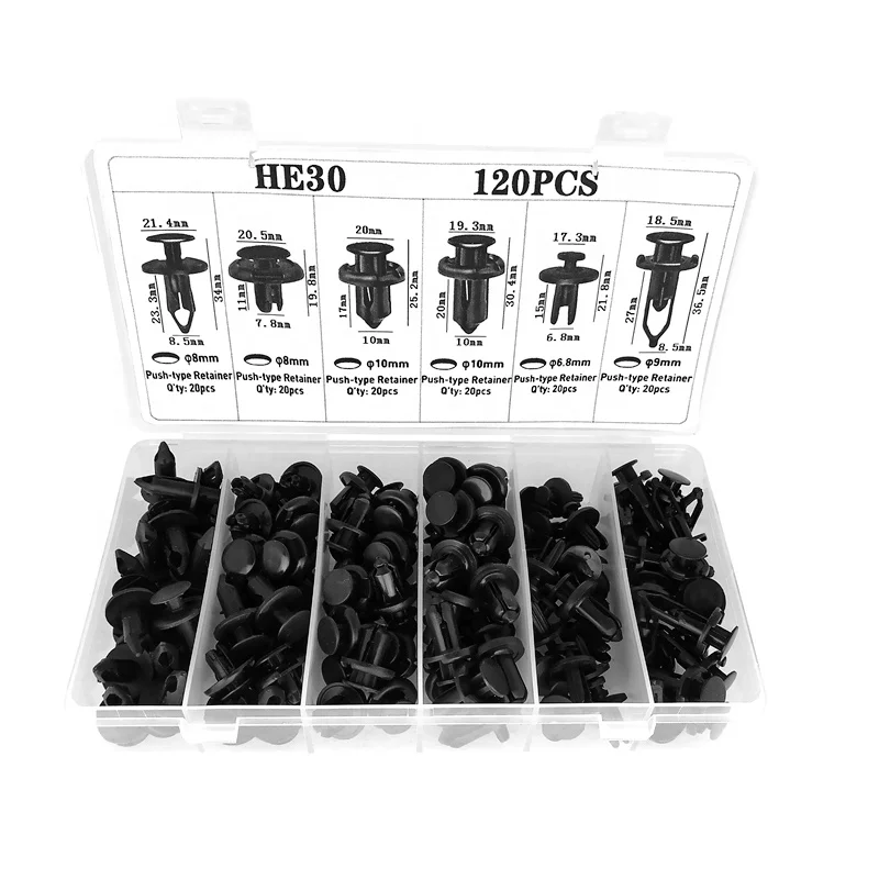 China Factory Supply Automotive Plastic Fasteners Car Pom clips 120pcs