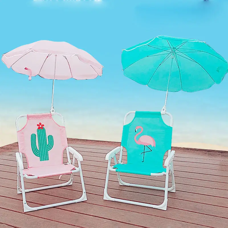 Outdoor portable folding children chair backrest chair seaside photo seat kids beach chair with umbrella