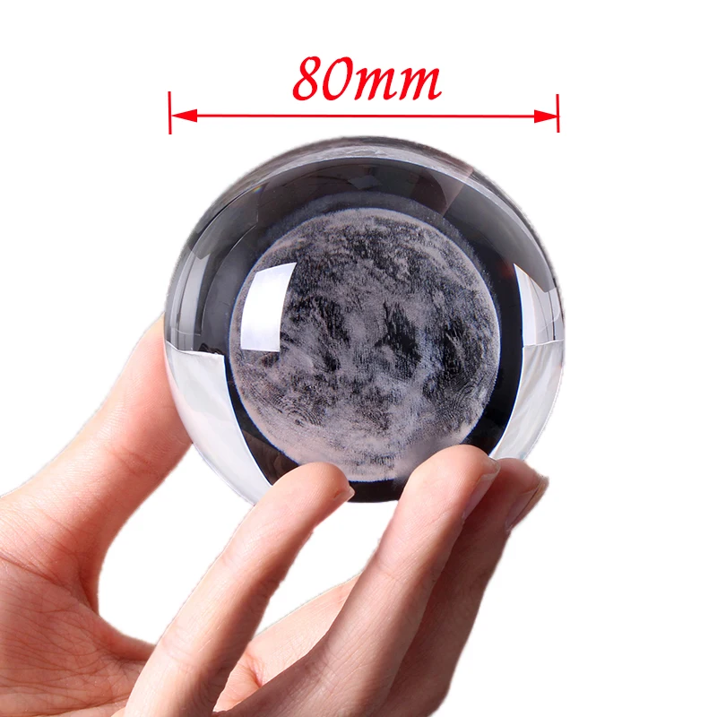 New Design Crystal 80mm 3D Laser Engraved Mars Glass Ball Light For Children Birthday Gift