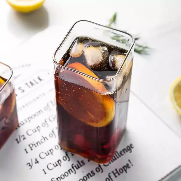 Borosilicate Square Whiskey Cocktail Glass Cup Bar Coffee Juice Ice Cream Milkshake Milk Beer Glasses Cup Transparent