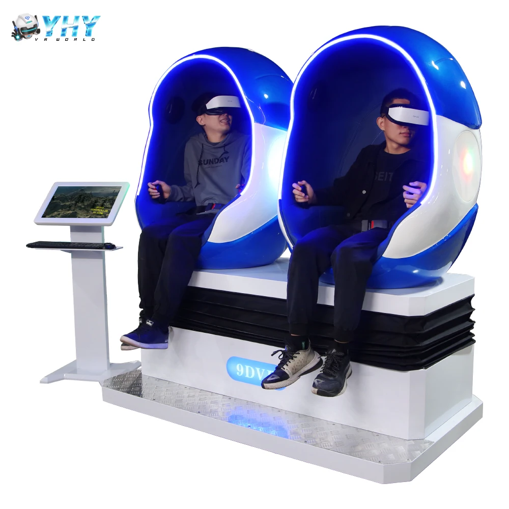 YHY Over 200 pcs Games Simulator Roller Coaster Virtual Reality Cinema 2 Seats 9D Egg Vr Game Machine