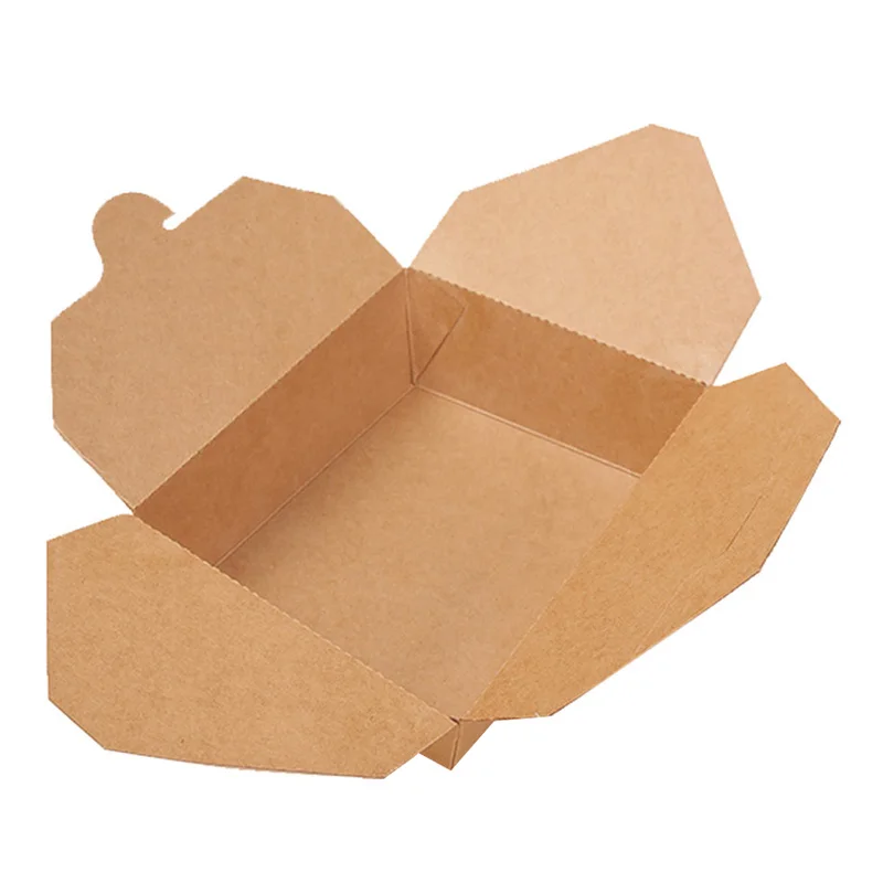 Индивидуальная коричневая коробка из крафт-бумаги для еды, бумажный контейнер для салата, фруктов, одноразовая упаковочная коробка для еды