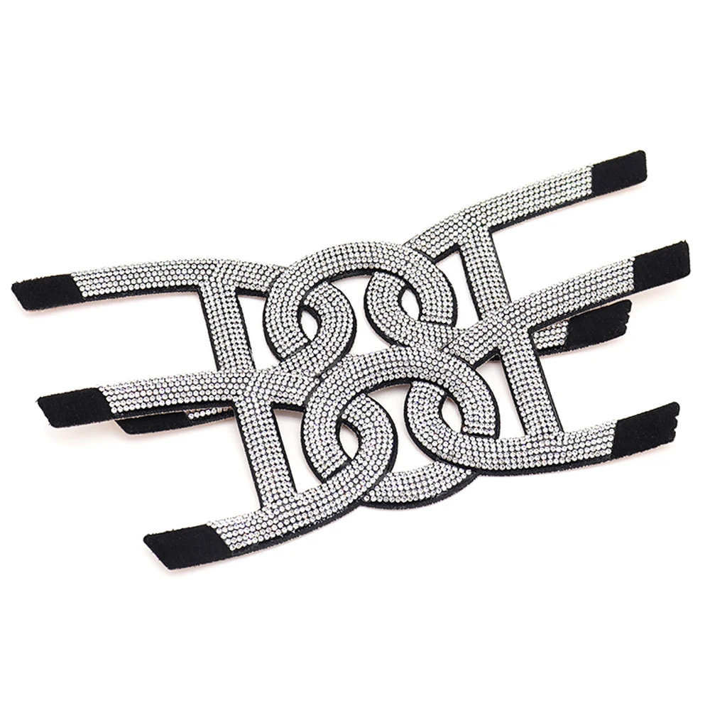 UP003 fashion bling glass decoration rhinestone sandals upper material slipper semi finished shoe uppers