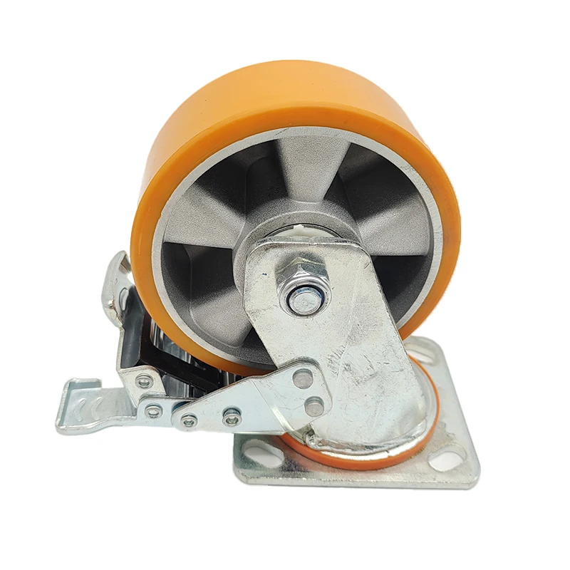 China Caster Wheel Manufacturer 4in 5in 100mm 125mm Twin Wheel Brake Lock Caster Wheel