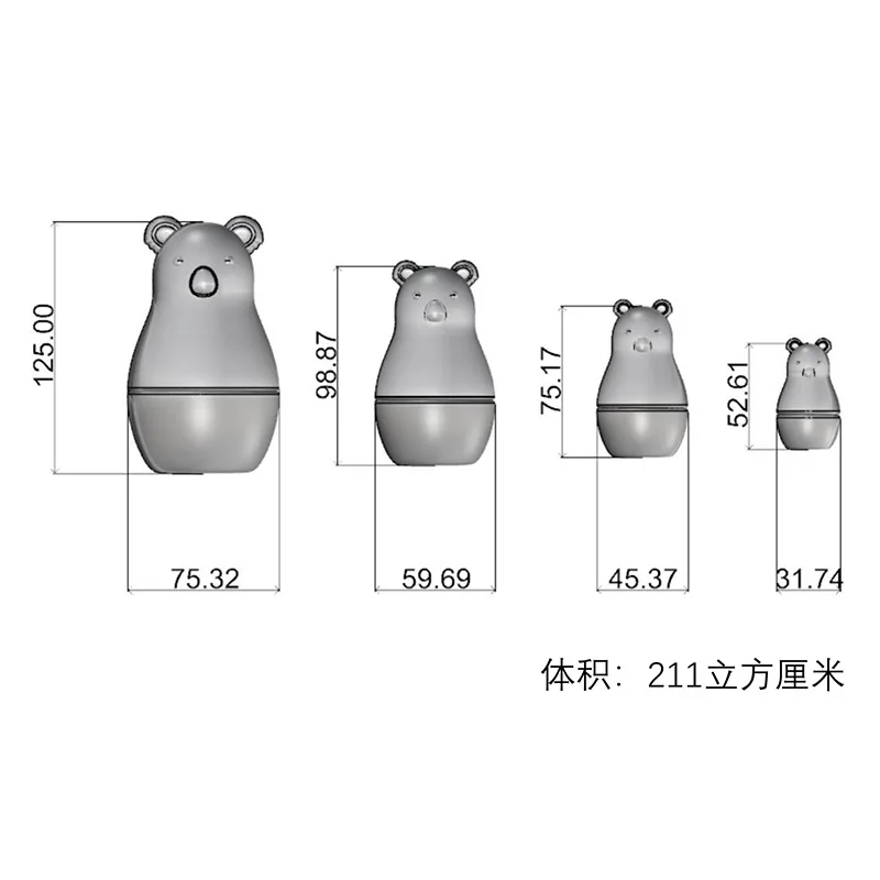 HUAMJ Cute Russian Matryoshka 4pcs For Bear Matryoshka Of Stacking Russian Silicone Nesting Doll  Toy
