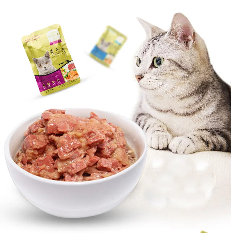 Wholesale Supply Best Quality Fish Beef Flavor Cat Treats 95g/bag Cat Wet Food Pack Cat Food
