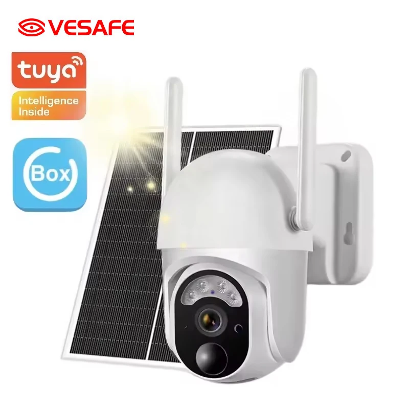 Vesafe Outdoor 360 Degree View 3mp 4mp Night Vision 2 Way Talk Wireless Wifi Security 4g Sim Card Solar Ptz Camera