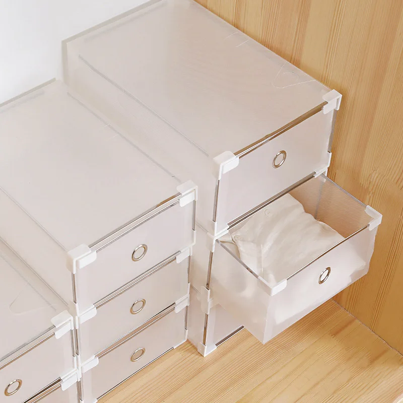 Foldable Clear Shoe Boxes Plastic Organizer Transparent Storage Cabinets Stackable Acrylic Dust Proof Shoe Display Cases