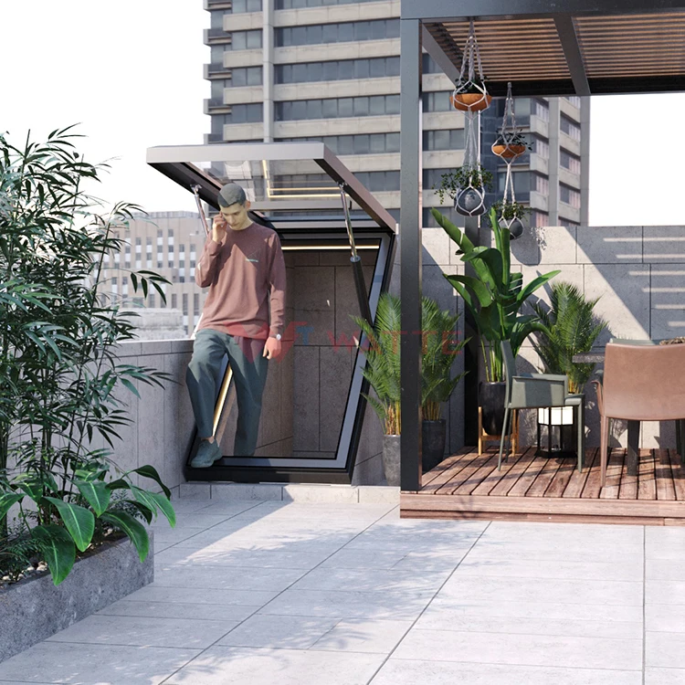 Modern design villa house waterproof insulated glass skylights flat roof staircase access hatches window for roofs stairs