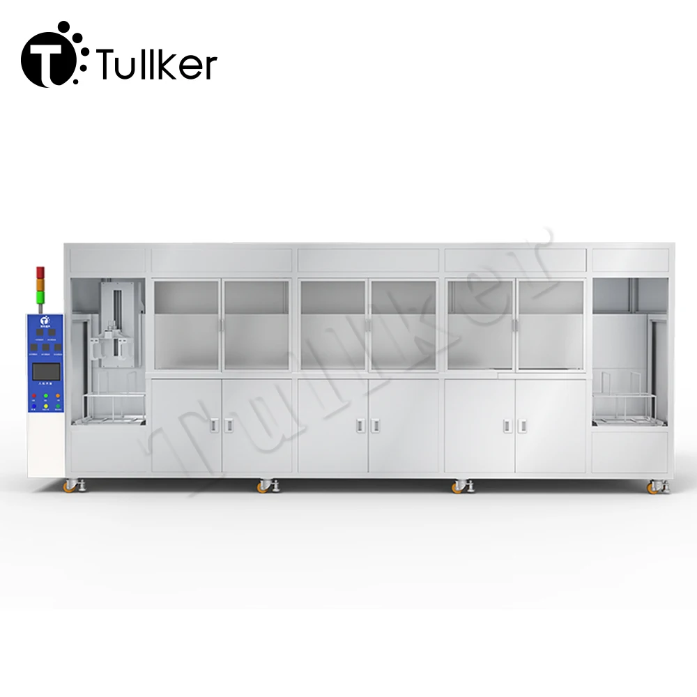 Tullker Ready to Ship Five Chamber 135L Full Automatic Automated Auto PLC HMI Agitation Industrial Ultrasonic Cleaner
