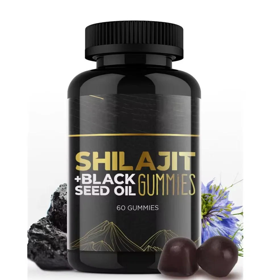 OEM Hot Sale Shilajit Gummies  with Black Seed Oil Pure Himalayan Resin for Energy with 85+ Trace Minerals & Fulvic Acid