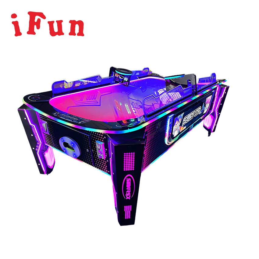 Ifunpark High Level Air Hockey Table Coin Operated Arcade Games Electronic Game Curved Air Hockey Table For Fun Zone Game Center