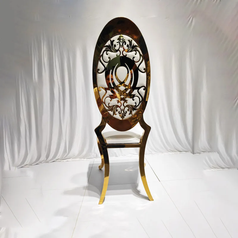 New Style Low Price Furniture Ceremony Stainless Steel New Chair With Round Back Gold Wedding Chairs