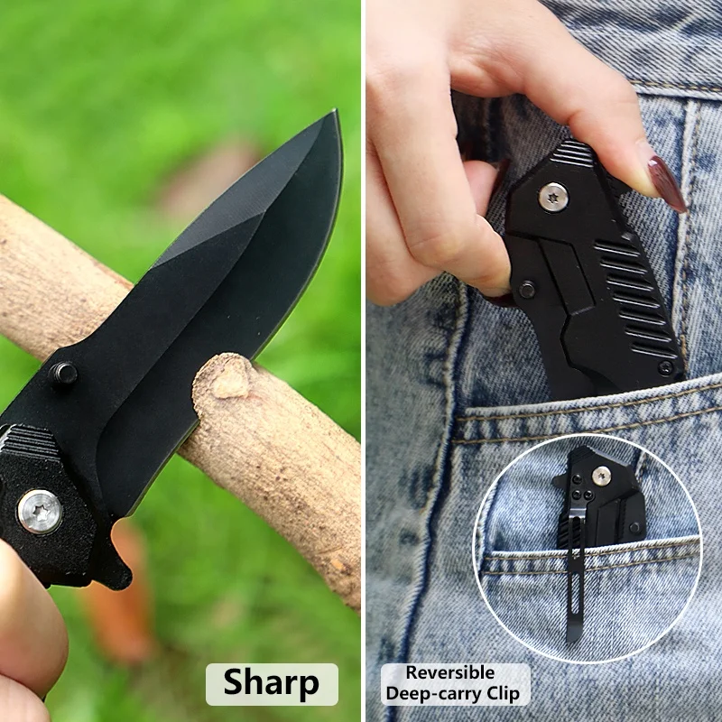 wholesale cheap best promotion beat quality black outdoor tactical outdoor stainless folding pocket knife for camping