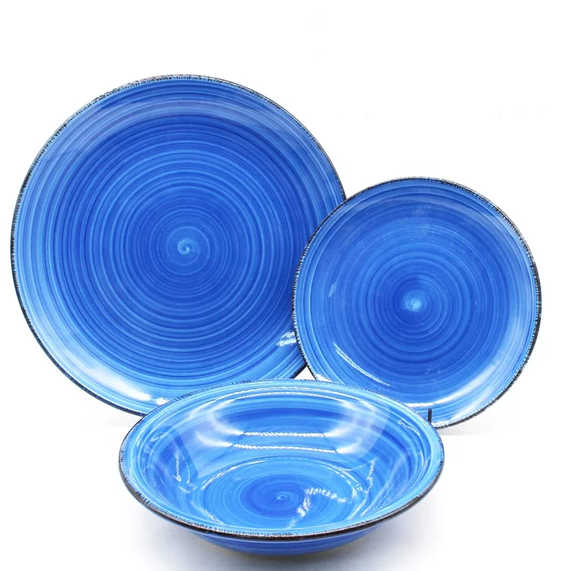 12pcs Ceramic Handpainted Dinnerware Set,Multi-colored Ceramic Tableware Dinner Plate Side Plate Soup Bowl set Customized Gift