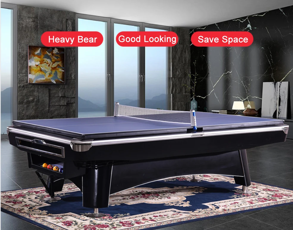 TQZ-01 Quality Slate Solid Wood  Table Tennis Billiard table8ft 9ft with Rubber Cushion Leather Pocket for Clubs for Pool Sports