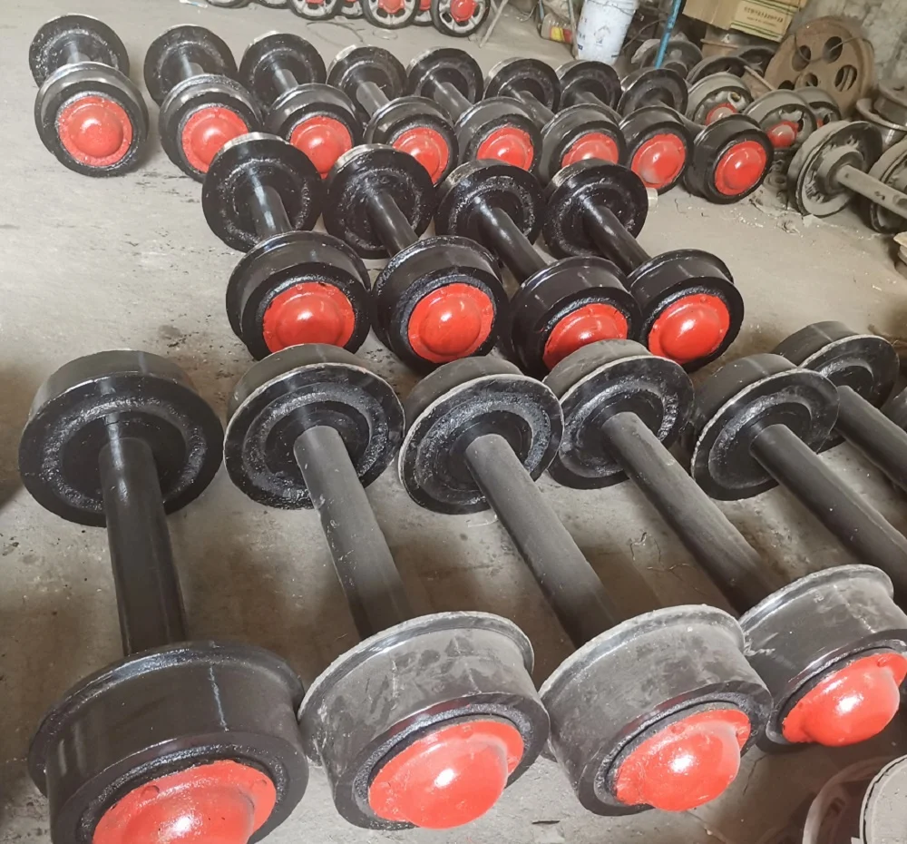 High Quality Plain Rolling Bearing Run And Turn Mining Cars Wheelset Iron Mine Cart Wheel Set For Sale