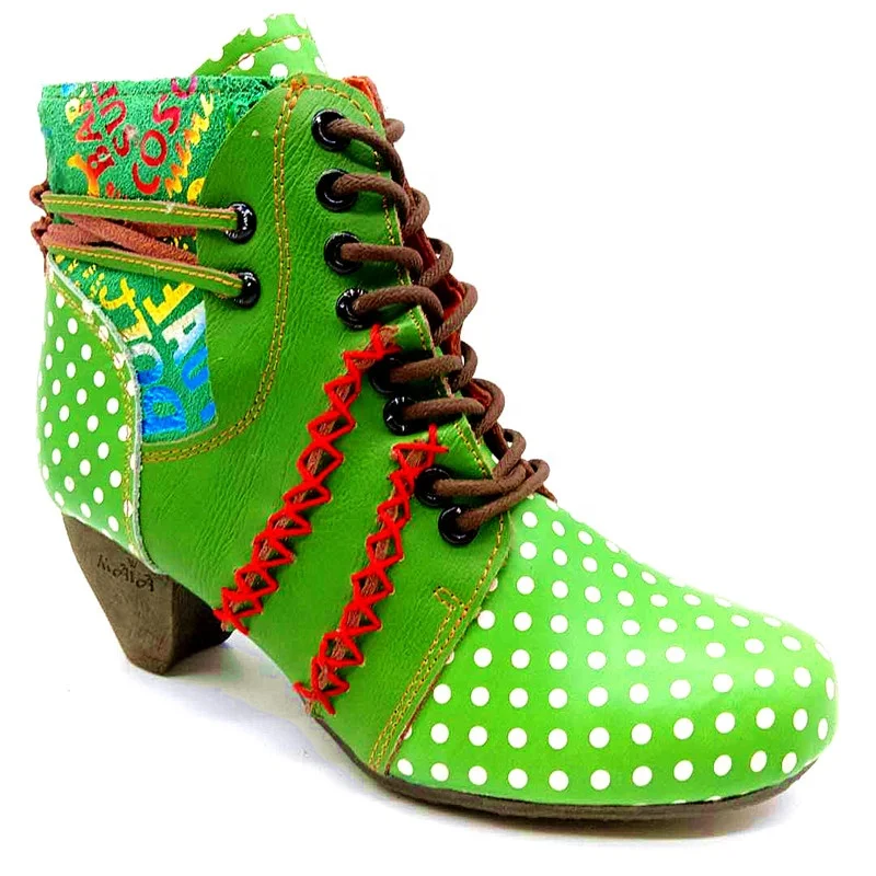 Новый стиль, Зимние Замшевые модные ботинки с высоким верхом на шнуровке, женские модные ботинки на заказ в горошек