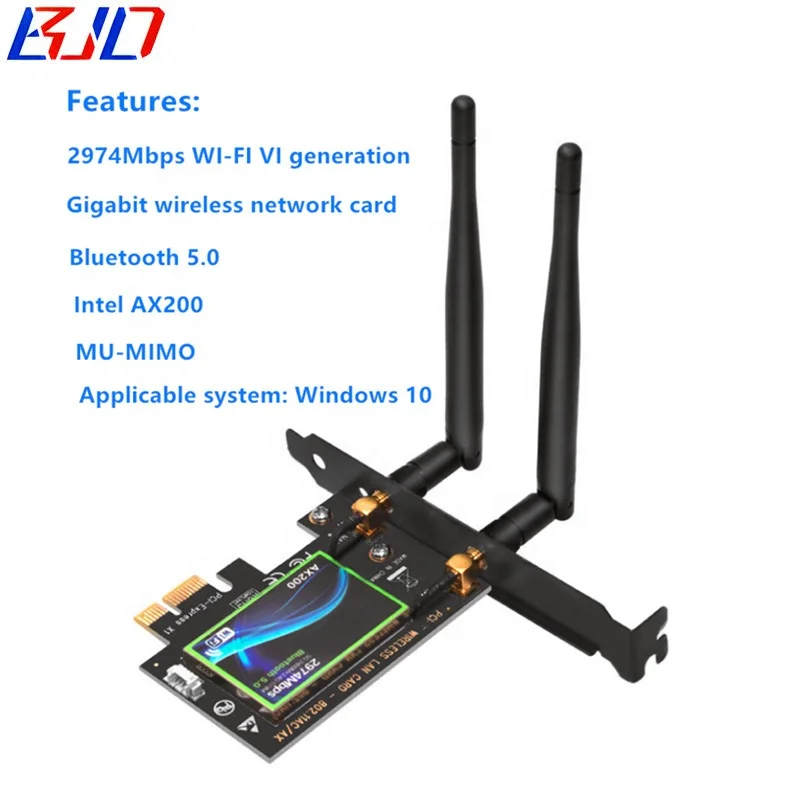 Dual band 2400 Мбит/с Wi-Fi 6 AX200 PCI-E 1X встроенный беспроводной адаптер 2,4 г/5 ГГц 802.11ac/ax Bluetooth 5,0