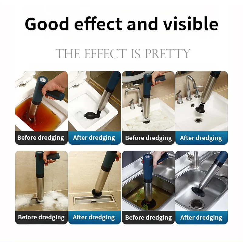 Air power  Pipe Plunger And Sinks Unblock Opener Clogged Pressure Toilet Plunger Pump Air Blaster Drain For Sewer Cleaning