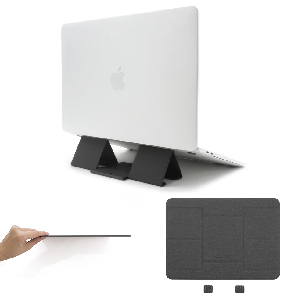 Anti-slide PU Leather Foldable Double Pyramid Laptop Stand for Notebooks