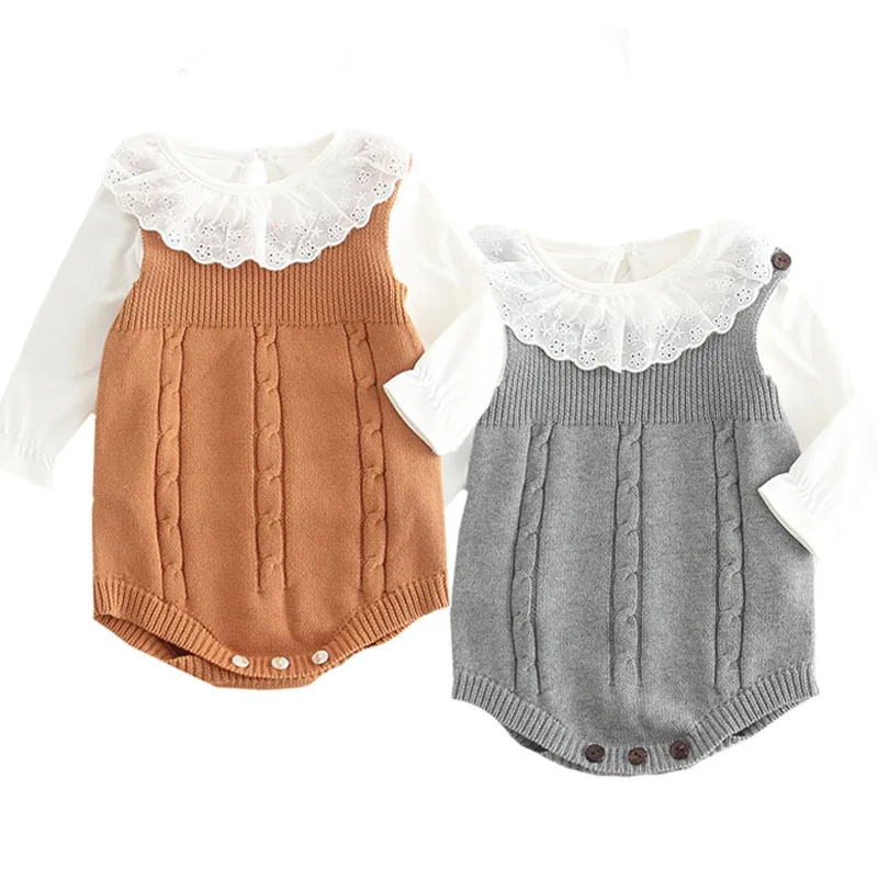 
2020 High Quality Baby Boy Knit Romper Girls Cute Crochet Rompers Toddler Brand Spring Suspender Infant Lovely Knitting Romper 
