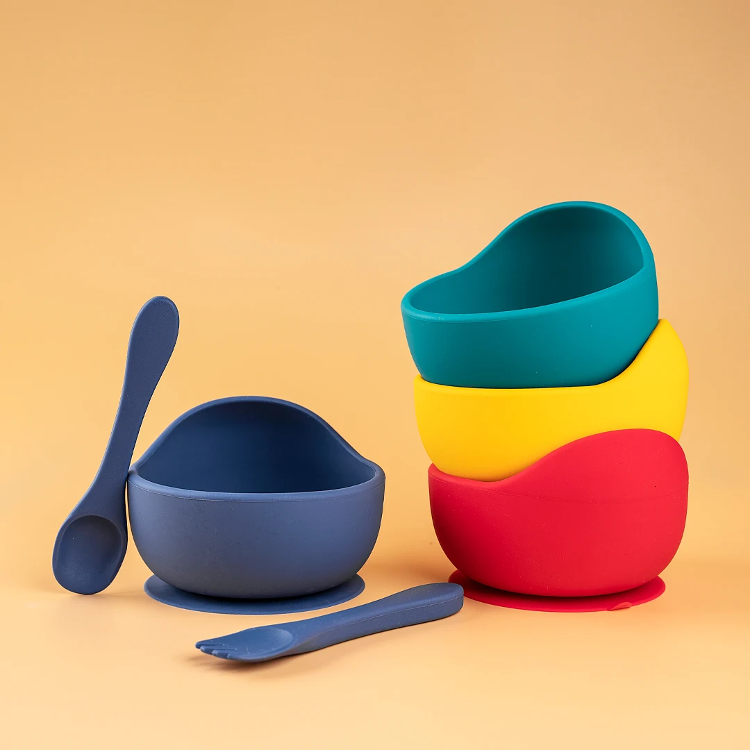 Kitchen Accessories Factory Silicone Baby Bowl Feeding Baby Tableware Children Dining Dishes Plate For Kids