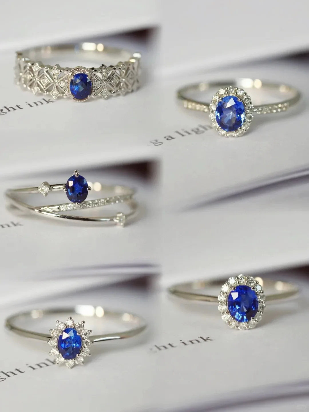 Hailer Customized unique 14k gold royal blue lab sapphire with lab diamonds engagement rings for women