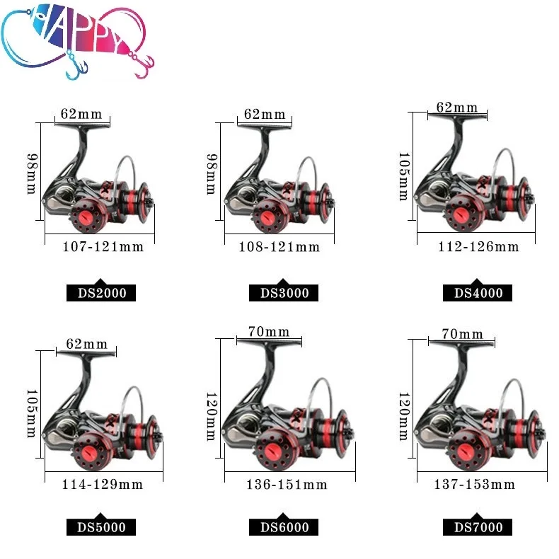DEUKIO All Metal Spool 2+1bb 2000-7000 Series Carbon Fiber Fishing Reel System&Ultra Light CNC Aluminum Spool Spinning Reel