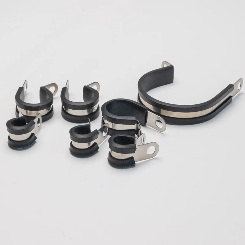 304 Stainless Steel U Type Strap Holder With Epdm Rubber Washer Cushioned Saddle Clamps For 6-200mm Tube Pipe