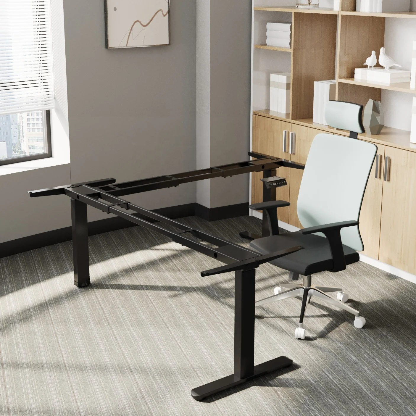 V-mounts professional triple motors electric desks for home office with Optional hand controllers VM-JSD3-02-L-Z