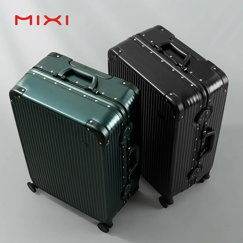 Mixi OEM travel luggage bags aluminum frame business trolley suitcases laptop maletas PC smart suitcase luggage