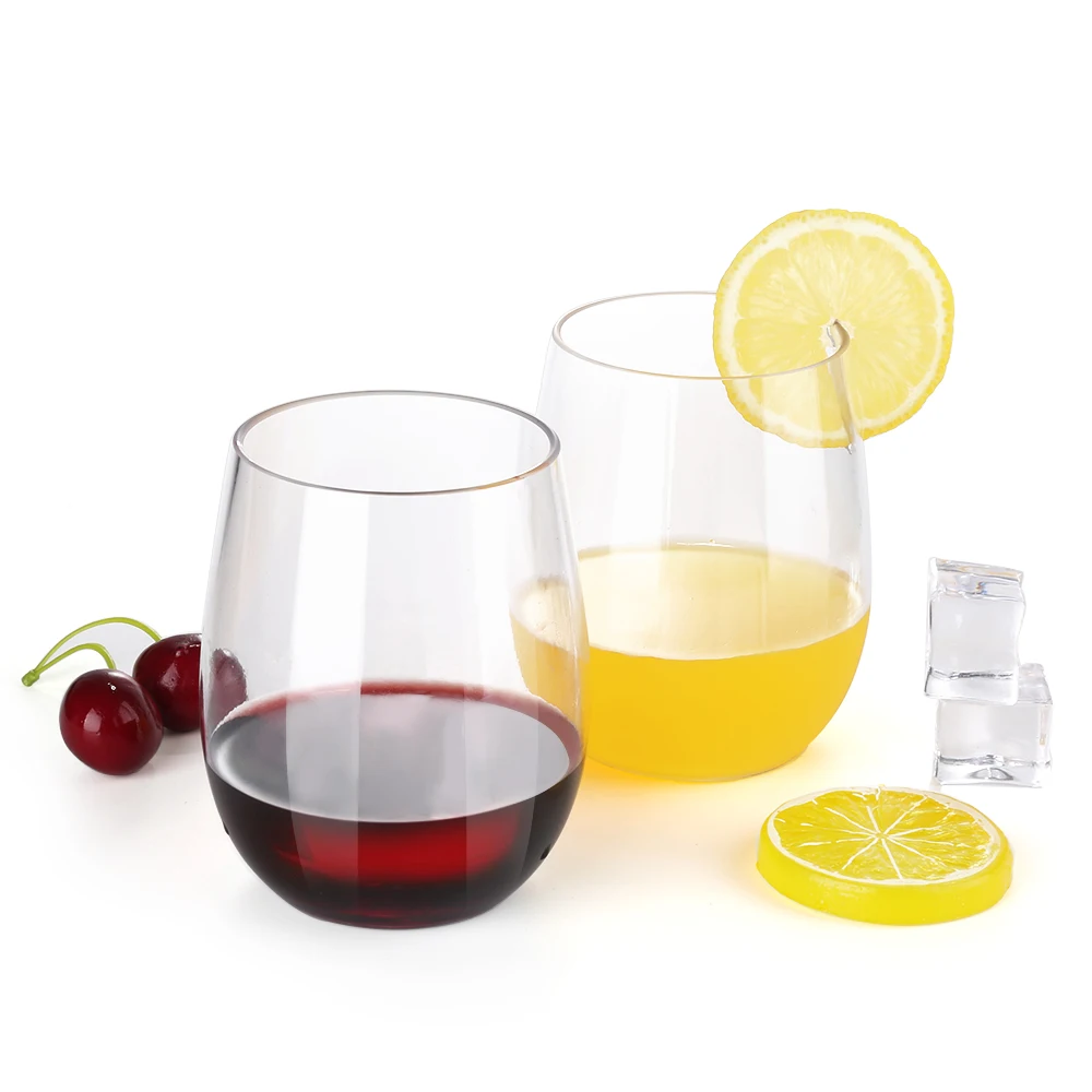 
Wholesale Safe Healthy Shatterproof Stemless BPA Free Plastic Wine Glass 