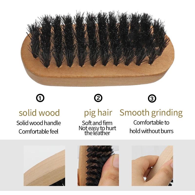 Factory Wholesale Custom Logo Small Wooden Sneaker Shoe Cleaning Brush Pig Hair Brush