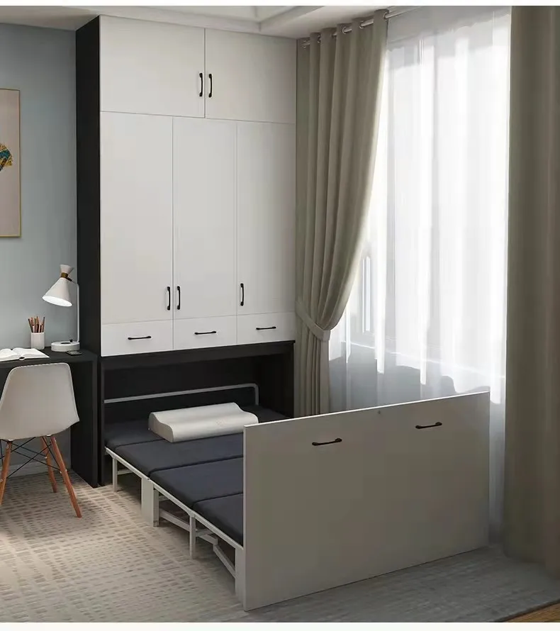 factory free design Modern Multifunction space saving wall bed horizontal murphy bed folding transformer bed