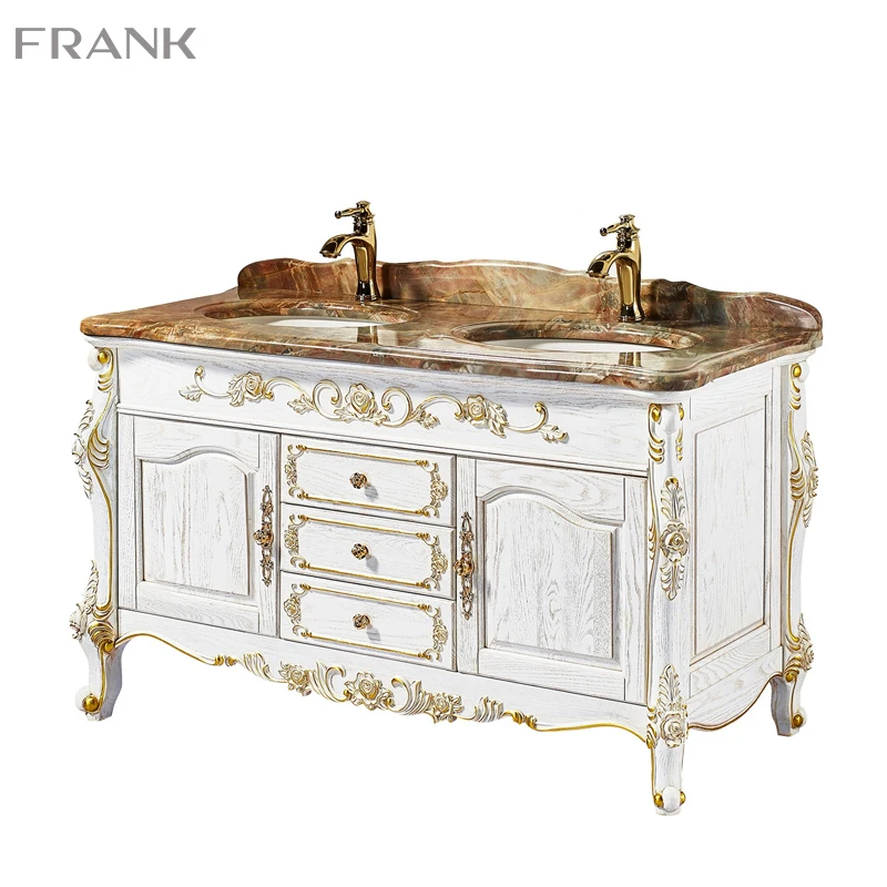 Bath Furniture Antique Washbasin Wood Bathroom Cabinet Vanity original double sinks vanity set