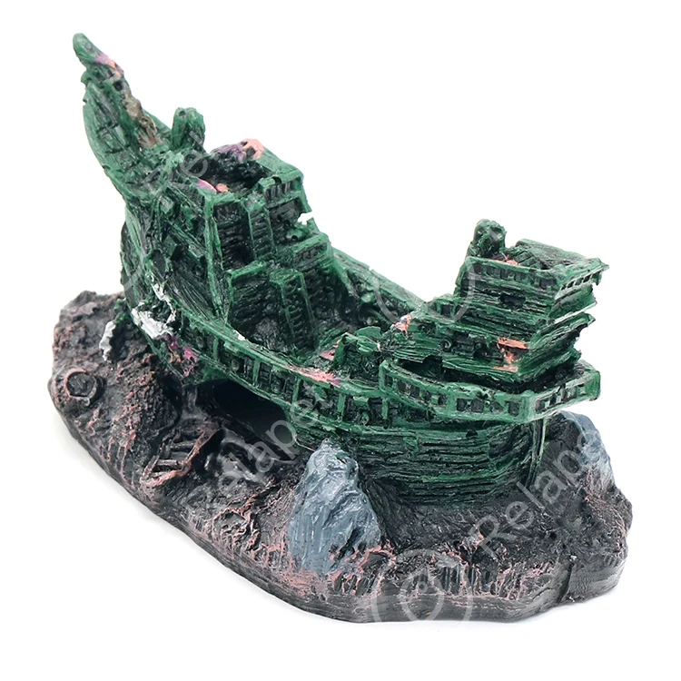 Aquarium Decoration, Fish Tank Ornaments Shipwreck Decor Sunken Ship for Freshwater Saltwater Tanks
