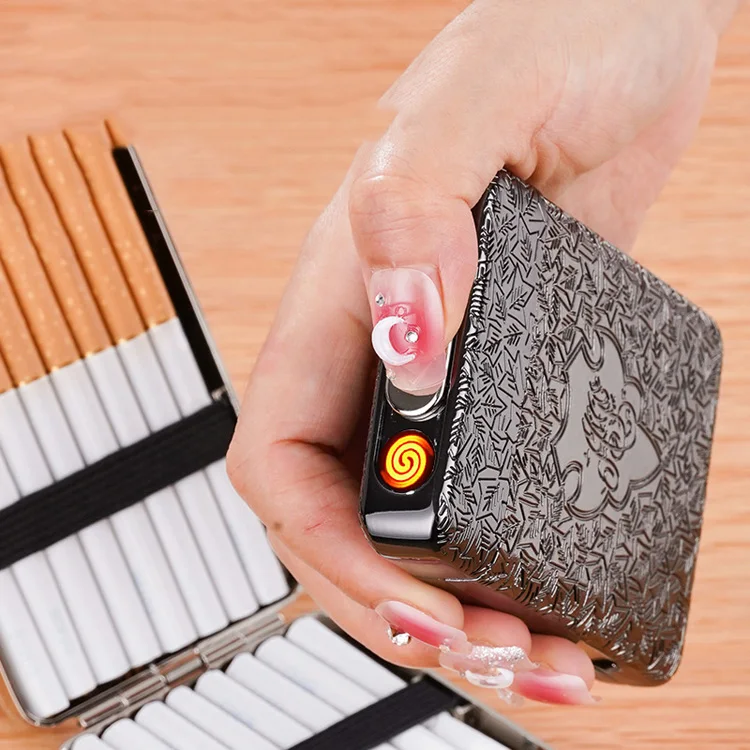 New three-open lighter cigarette case Charging lighter multi-function double cigarette case
