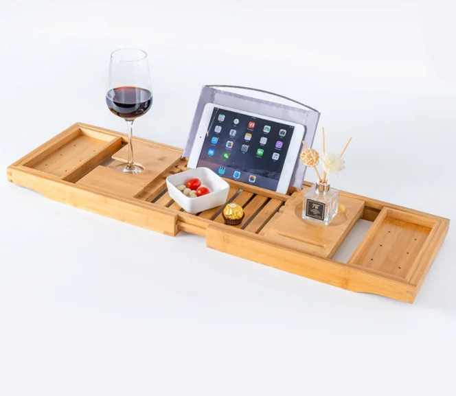 Expandable bathroom luxury bath tray bath tray bamboo bathtub caddy