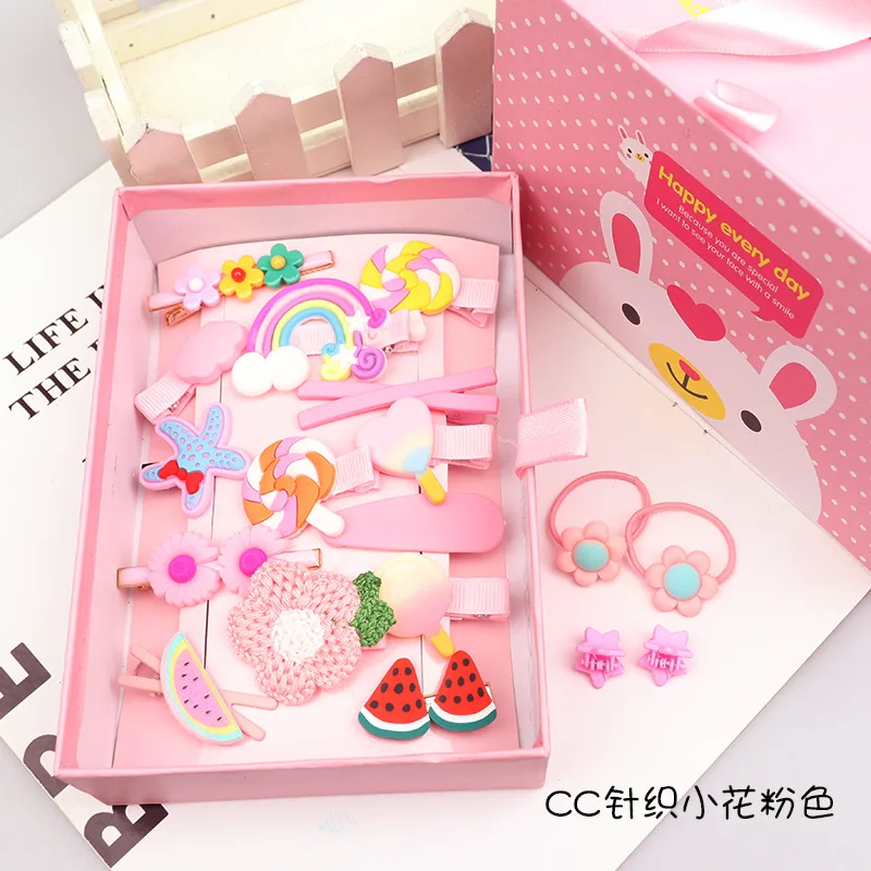 New style girl accessories kids lovely hair clips and hair ties gift box fashion Kids hair  Accessories Set